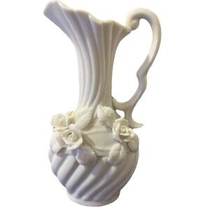 Lenwile China Ardalt Japan - Pitcher Vase With 3D Floral Design on Front / Top